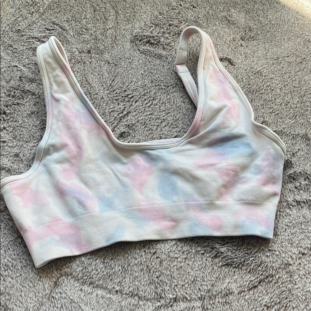 Bo+Tee Pastel Tie-Dye Scoop Neck Sports Bra